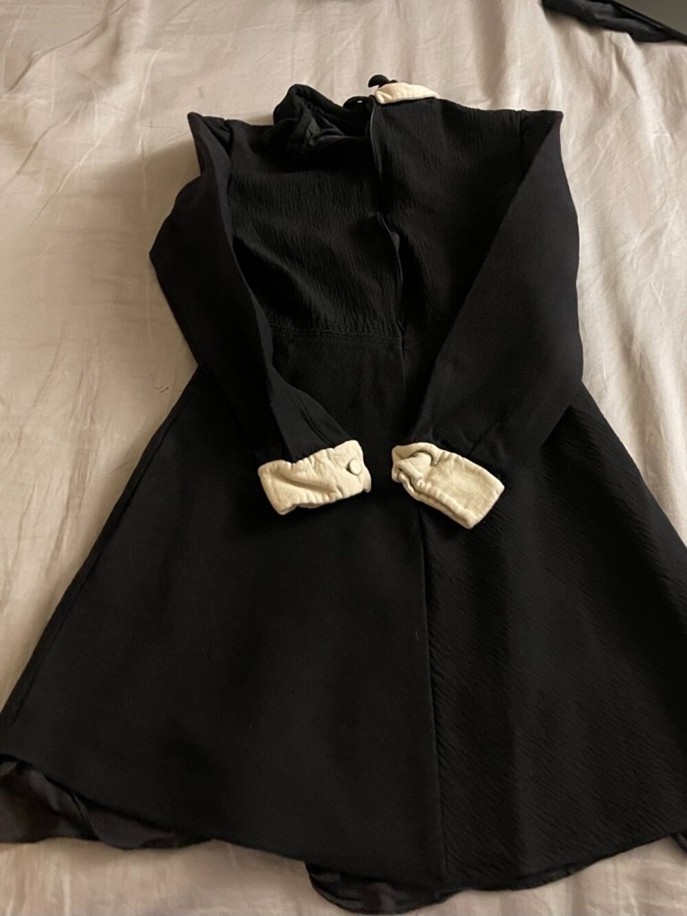 Valentino Black Fit & Flare Midi Dress Cream Collar Romantic XS/S - Picture 3 of 5